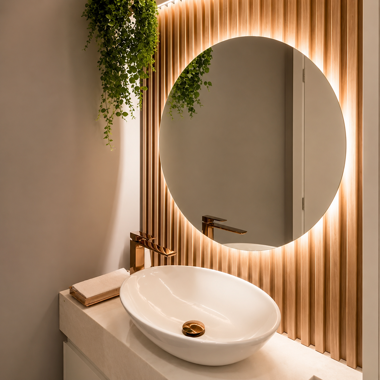 Specchio da parete rotondo moderno a LED