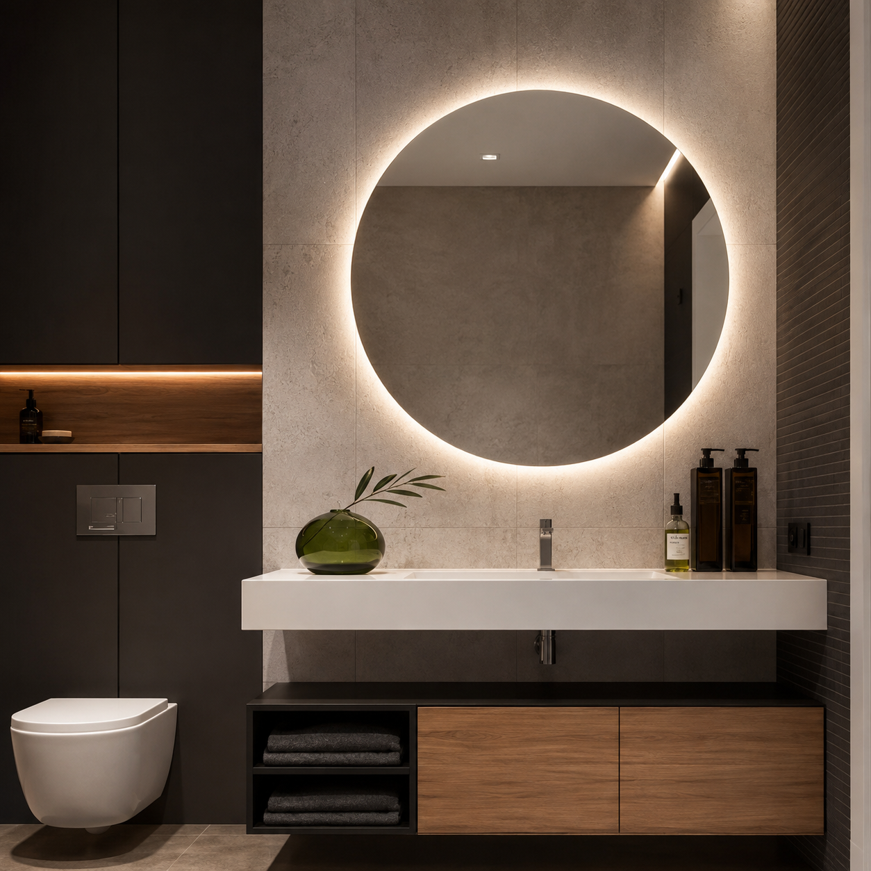 Specchio da parete rotondo moderno a LED