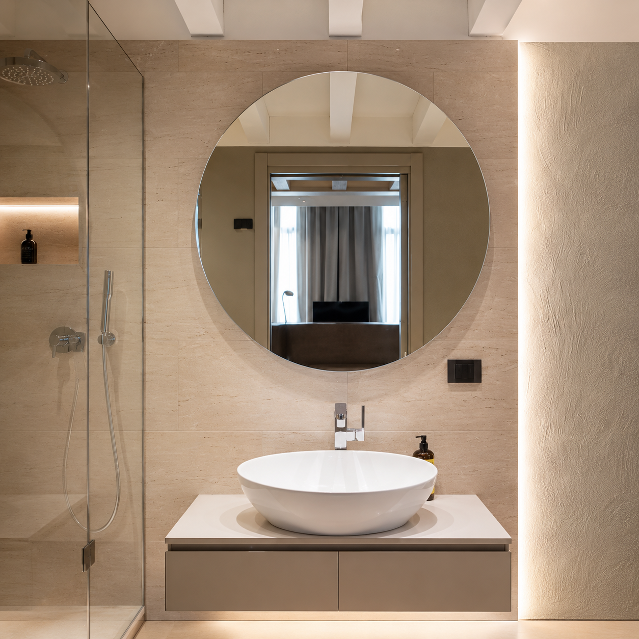 Specchio da parete rotondo moderno a LED